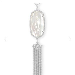 Rayne Silver Long Pendant Necklace in Ivory Pearl